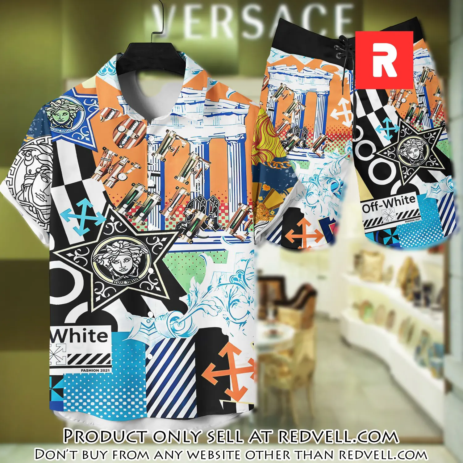 Versace luxury hawaiian shirt & short set lhs1209 rv4054504